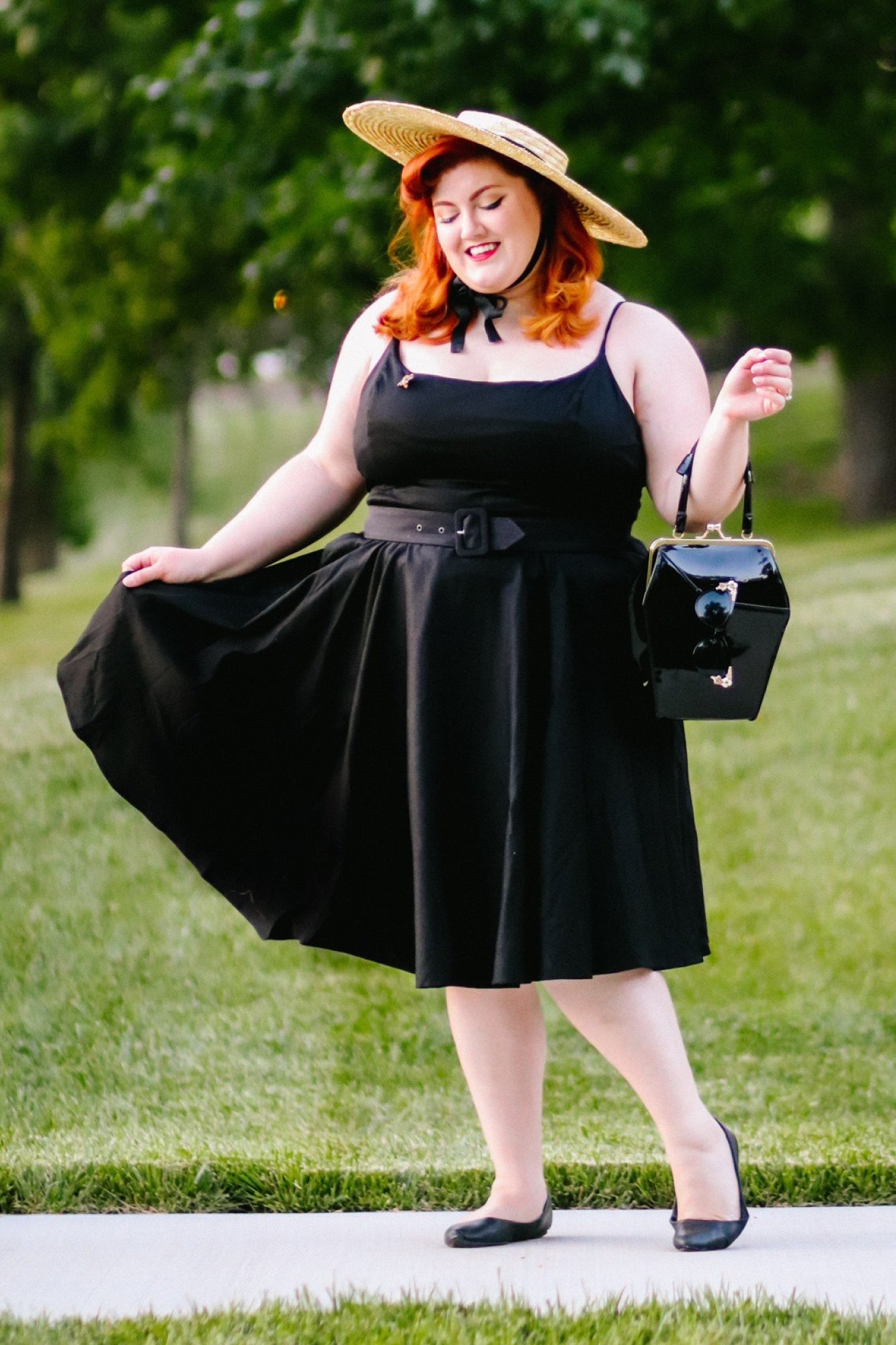 black swing dress